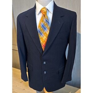 Marc Jeffries Blue Pin Stripe Flannel Tweed Jacket Sport Coat Jacket Blazer 40S